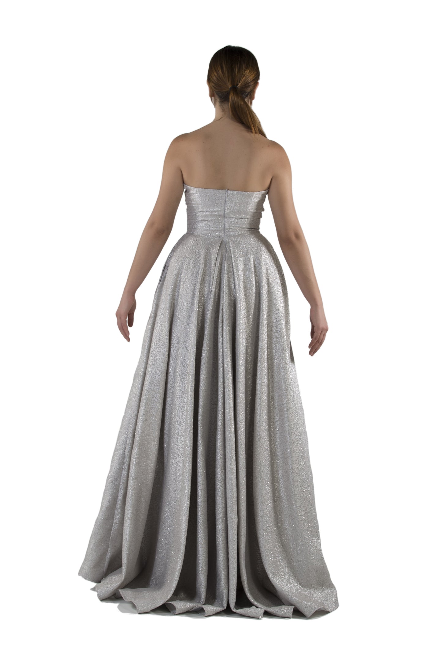 Robe de soirée argentée pailletée