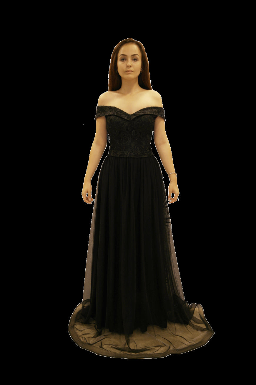 Robe de soirée col bateau
