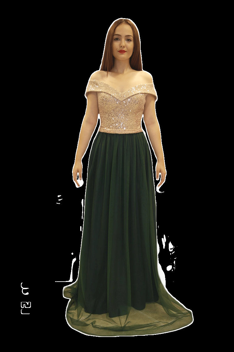 Robe de soirée col bateau