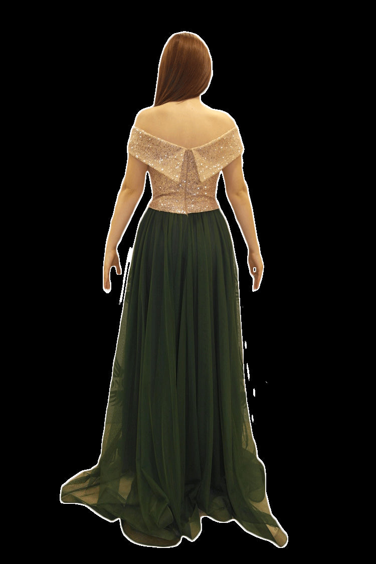 Robe de soirée col bateau