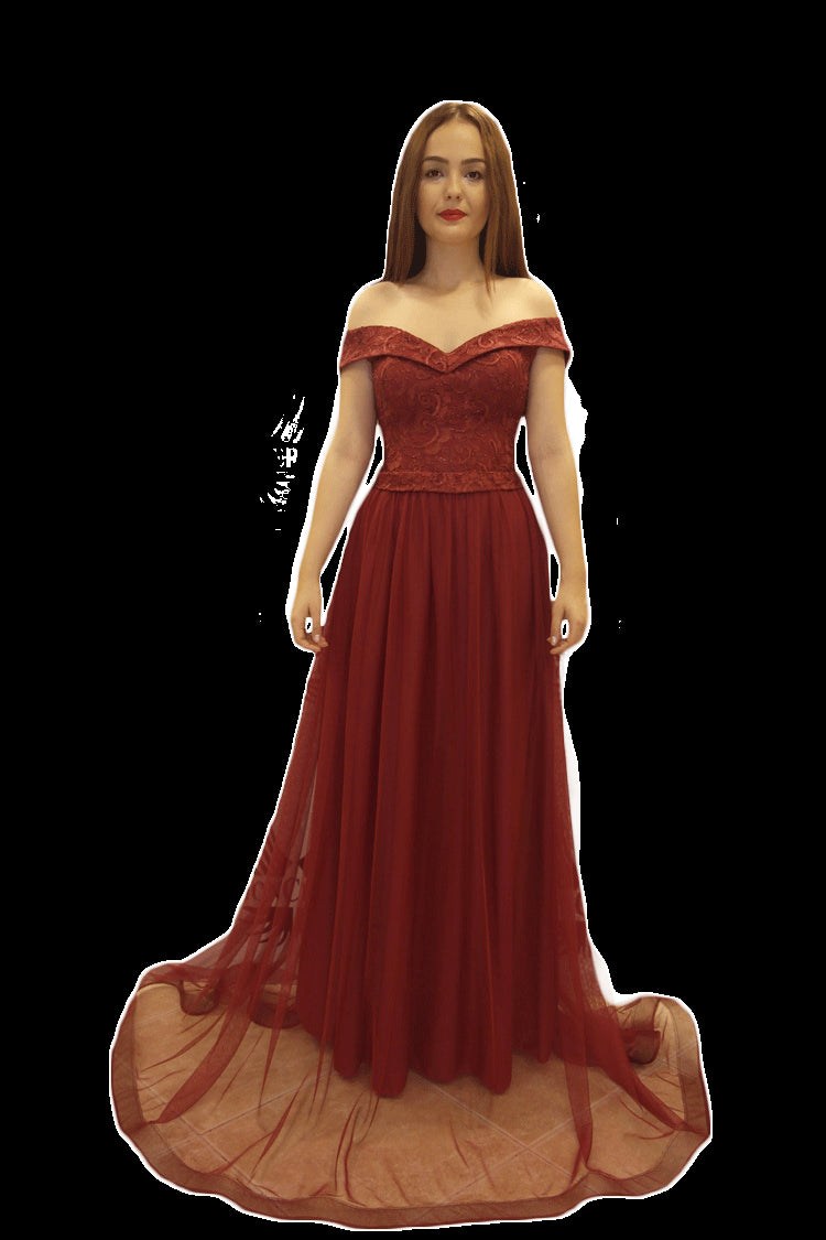 Robe de soirée col bateau