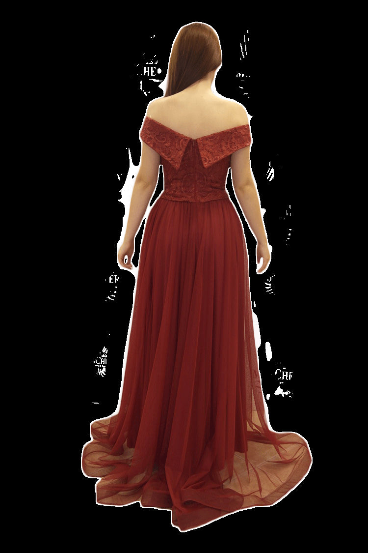 Robe de soirée col bateau