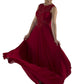 Longue robe de soirée rouge perlée