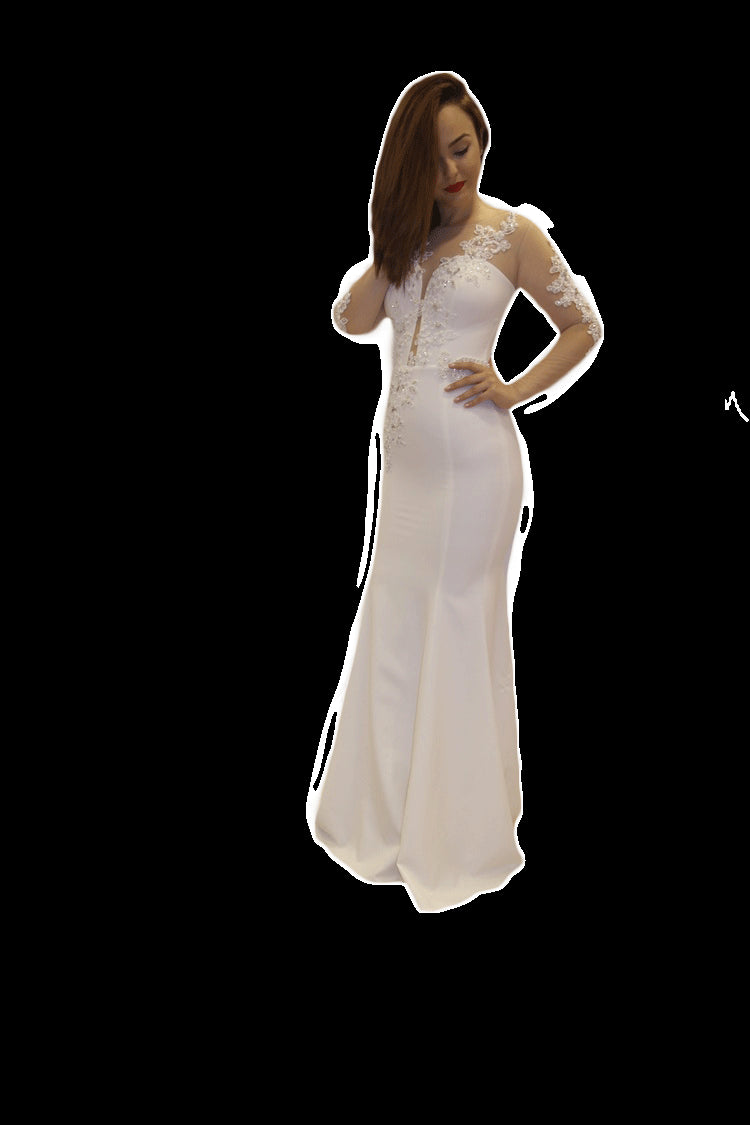 robe sirène dentelle blanche